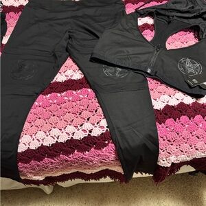Black Activewear Set with Pentagram Design